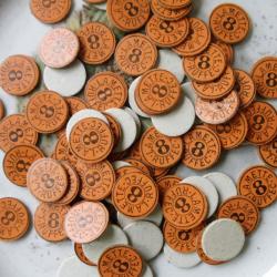 Lot de 100 rondelles carton nominatives en calibre 16, n°8.