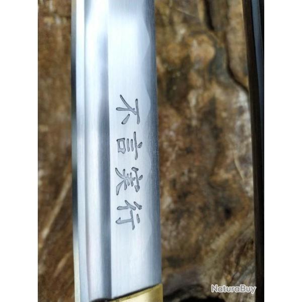 Livraison pour Nol Katana forg acier 1095 lame aiguise gravure ''parl peu, mais agir''