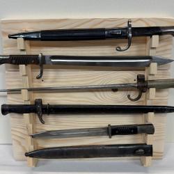 PRESENTOIR MURAL EN BOIS MASSIF DE SAPIN BRUT POUR 6 BAIONNETTES