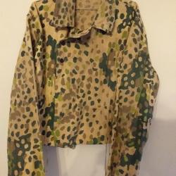 VESTE  BLOUSON PANZER CHAR MOD 44 ALLEMAND CAMOUFFLE " PETITS POIS" belle repro annee 1970