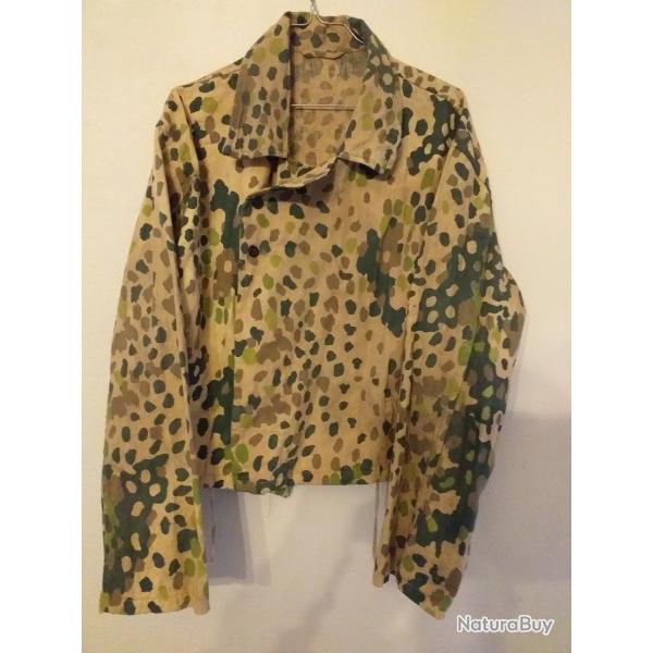 VESTE  BLOUSON PANZER CHAR MOD 44 ALLEMAND CAMOUFFLE " PETITS POIS" belle repro annee 1970