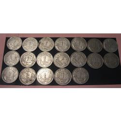 s&eacute;rie de 19 pieces de 1 franc Morlon aluminium 1941-1959 ttb