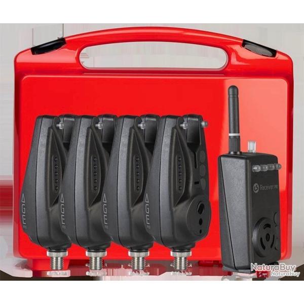 Coffret 4 D�tecteur De Touche Carpsounder Age Pro + Centrale. AGEPRO-BK-FS4