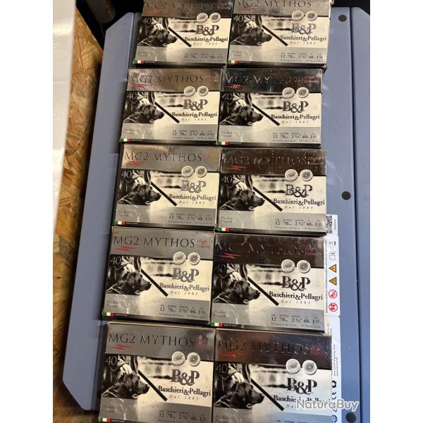 Lot 10 botes B&P Mg2 Mythos 40 gr plomb 2 calibre 12/70