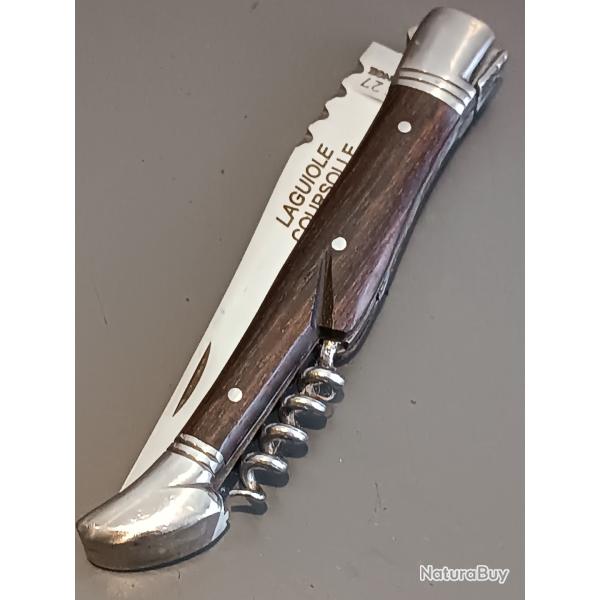 COUTEAU LAGUIOLE COURSOLLE, THIERS, manche BOIS, guilloch.