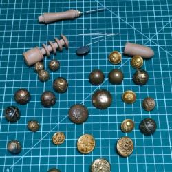 Lot boutons et cousette, France, USA, Allemagne, grande Bretagne