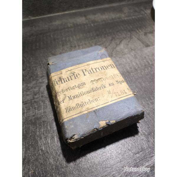 TR�S RARE - Bo�te vide de 10 Scharfe Patronen de 1887 - Spandau, Allemagne - 1� sans prix de r�serve