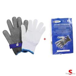 GANTS ANTI-COUPURE ACIER + GANTS PP - PROTECTION NIVEAU 5 - BOUCHERIE PÊCHE - TAILLE S