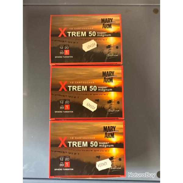 Lot 3 botes Mary Arm Xtrem 50 super Magnum 12/89 Tungsten plomb 1