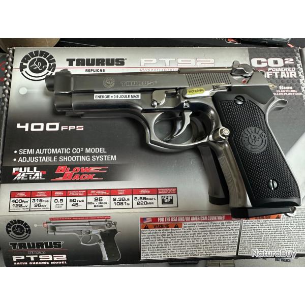 taurus pt92 gaz we chrome airsoft
