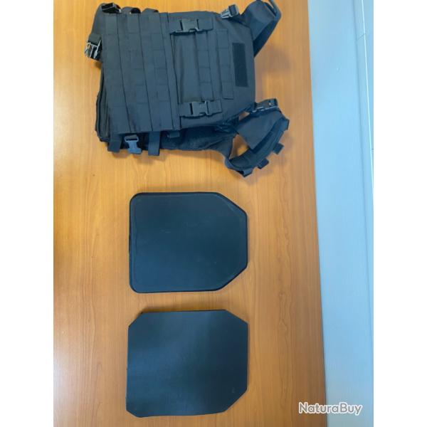 Lot gilet defcon 5 + plaques balistiques MEHLER NIJ IV avant et NIJ III+ arrire