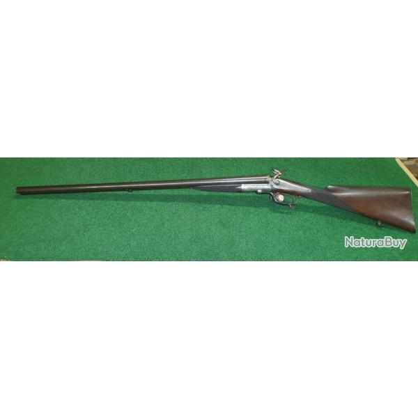 Fusil Lefaucheux calibre 12  chiens extrieur canons Damasss