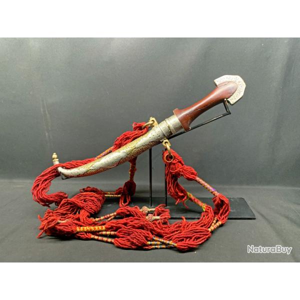 SUPERBE POIGNARD KOUMMYA DU MAROC, XIX� SIECLE, 2 MARQUAGES ARABES SUR FOURREAU, AFRICAIN, MAGHREB