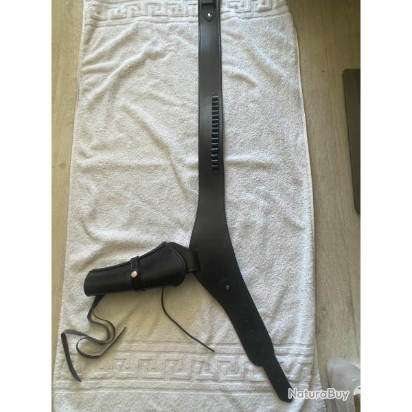 Holster et ceinture western cuir noir neuf