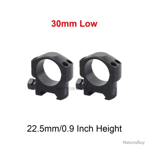 Colliers de fixation Bas vector optics 6061-T6 pour lunette de tir, rail picatinny diamtre 30 mm
