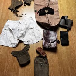 Petit lot militaire divers, porte carte, sac &agrave; paquetage, porte chargeur, autres .