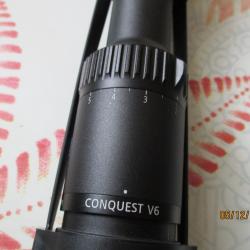 Vends lunette Zeiss Conquest V6, 1,1-6 x 24 de battue très grande luminosité, colliers de montage.