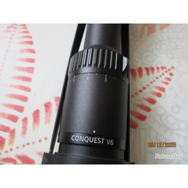 Vends lunette Zeiss Conquest V6, 1,1-6 x 24 de battue trs grande luminosit, colliers de montage.