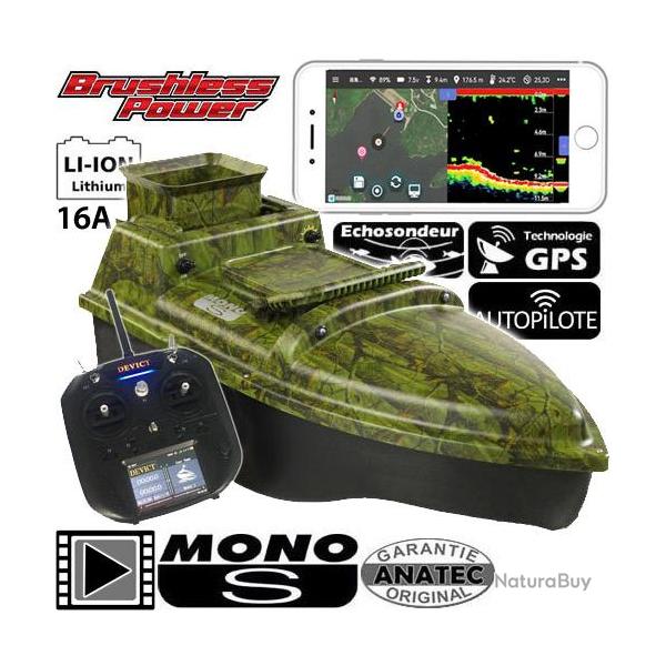 Bateau Amorceur Anatec Monocoque S Camou Oak Lithium 16A Brushless DE-SR07 Autopilote Fishing Robot