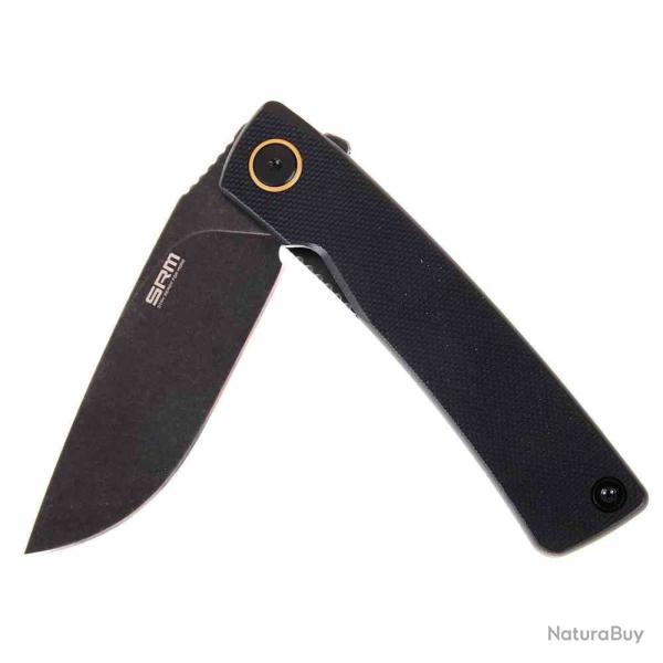 Couteau Pliant SRM Knives 105M-GB Air Lame Acier 14C28N Manche G10 Noir Liner Lock SRM105MGB