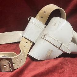 Holster parade police avec ceinture en simili blanc sale à nettoyer petit prix