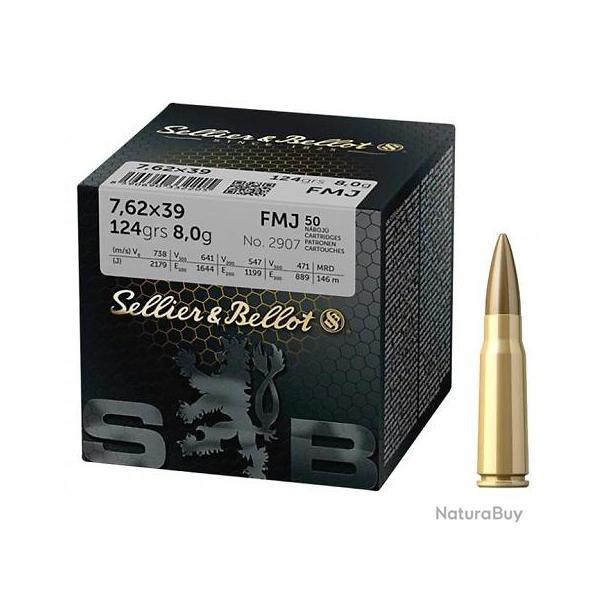 Munitions Sellier & Bellot 7.62x39 FMJ x50