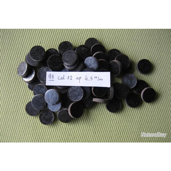 99  Bourres  carton noir  cal  12  �paisseur 4,5 mm