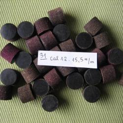 31  Bourres  feutre violet  cal  12  &eacute;paisseur 15,5 mm