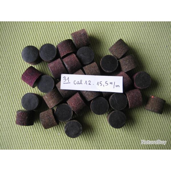 31  Bourres  feutre violet  cal  12  �paisseur 15,5 mm