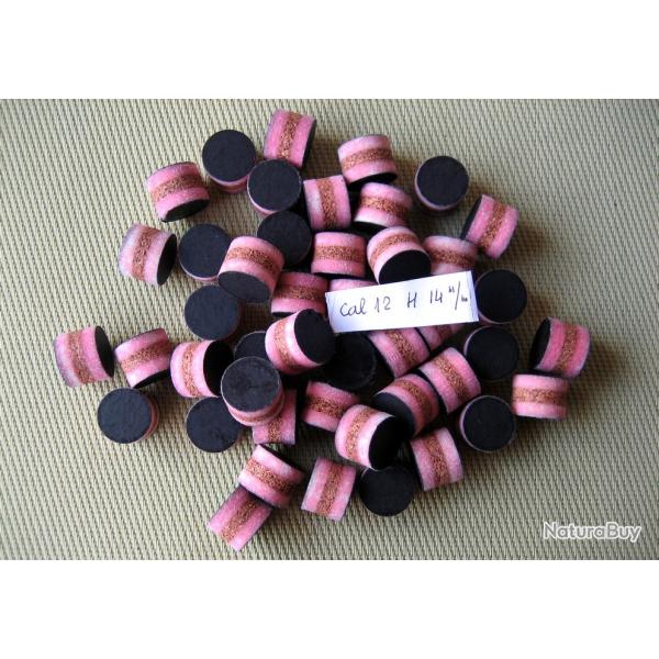 Bourres  feutre rose li�ge feutre rose  cal  12  �paisseur 14 mm