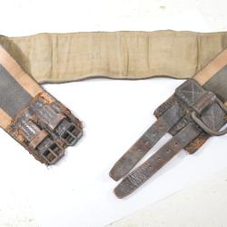 Ancien ceinturon Sapeur Pompiers toile. Collection uniforme 19e Siècle