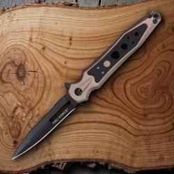 Couteau Semi Automatique Tac Force Lame Dague Acier 3Cr13MoV Manche Aluminium Bronze Linerlock