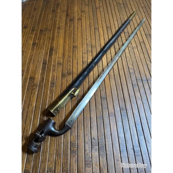 BAIONNETTE ANGLAISE MOD.1876-DE 1885 FUSIL MARTINI ENFIELD-MARTINI DANS SON RARE FOURREAU