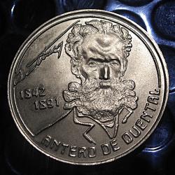 R&eacute;publique portugaise , piece de 100 esc. 1991 (Antero de Quental) superbe