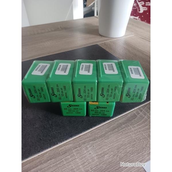 Ogives Sierra .224 53 gr HPBT Match