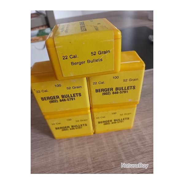 Ogives Berger .224 52 gr Match