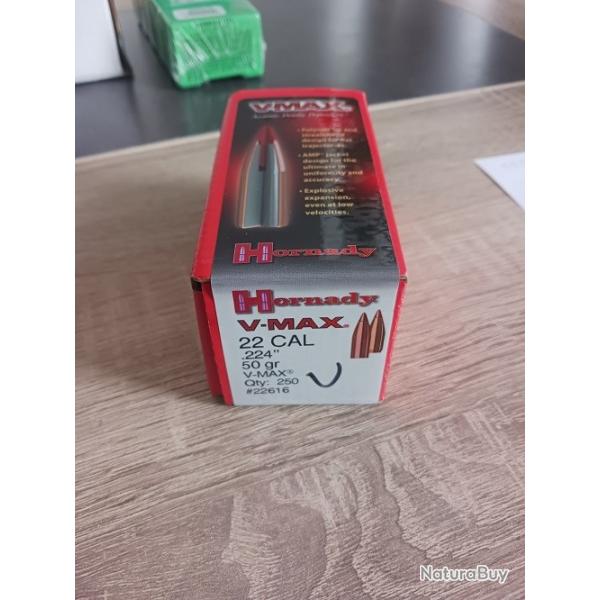 Ogives Hornady .224 VMAX  50 gr Match