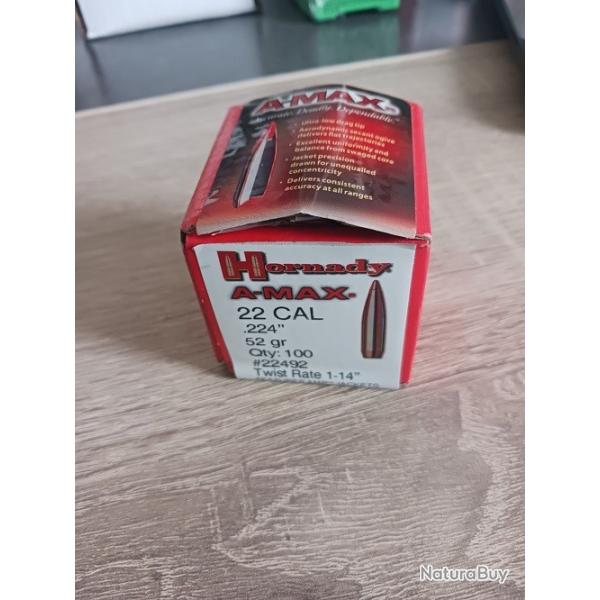 Ogives Hornady .224 AMAX  52 gr Match