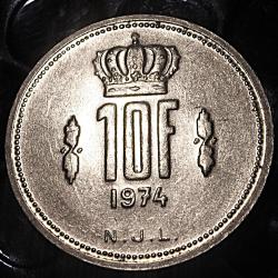luxembourg  , piece de 10 francs de 1974 ttb diametre 27 mm