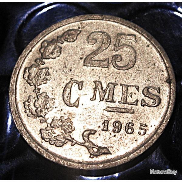luxembourg  , piece de 25 centimes  de 1965 et 1954 ttb diametre 19 mm alu