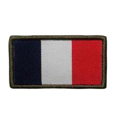 Patch drapeau fran&ccedil;ais brod&eacute; haute visibilit&eacute; 3x5.5cm