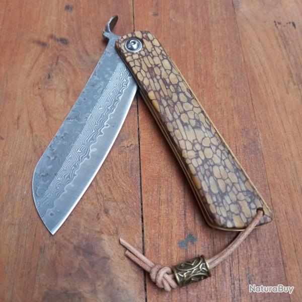 Unique Couteau HIGONOKAMI Manche en Mtal et Bois de Goyavier