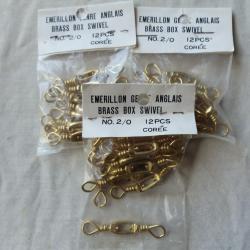 Lot de 36 &eacute;merillons anglais &agrave; anneaux en laiton poli  , taille n&deg;2/0 longueur 45mm.