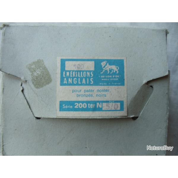 Lot de 100 �merillons anglais , pater- noster, bronz�s noirs, taille n�5/0 longueur 60mm
