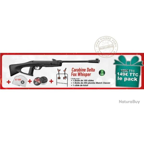 Pack carabine  plombs 4,5 mm GAMO Delta Fox Whisper (7 Joules) - PACK NOEL 2025