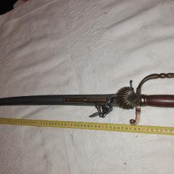 Reproduction pour décoration d'un sabre pistolet à silex d'abordage type pirate