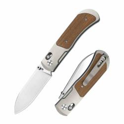Couteau Pliant Kizer Tycho Lame Acier S45VN Manche Titane & Bois de Mkuruti Clutch Lock KI4761A1
