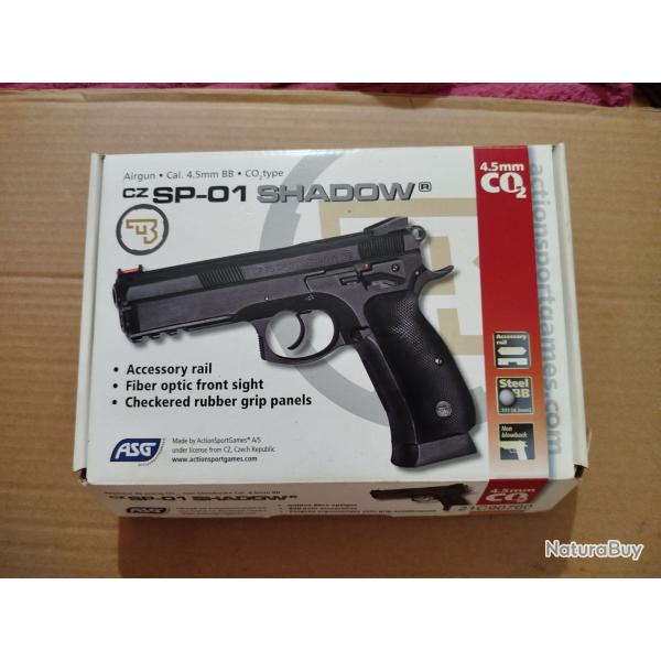Pack prt  tirer Rplique Co2 CZ SP-01 SHADOW 4,5mm Billes acier non Blowback Excellent tat