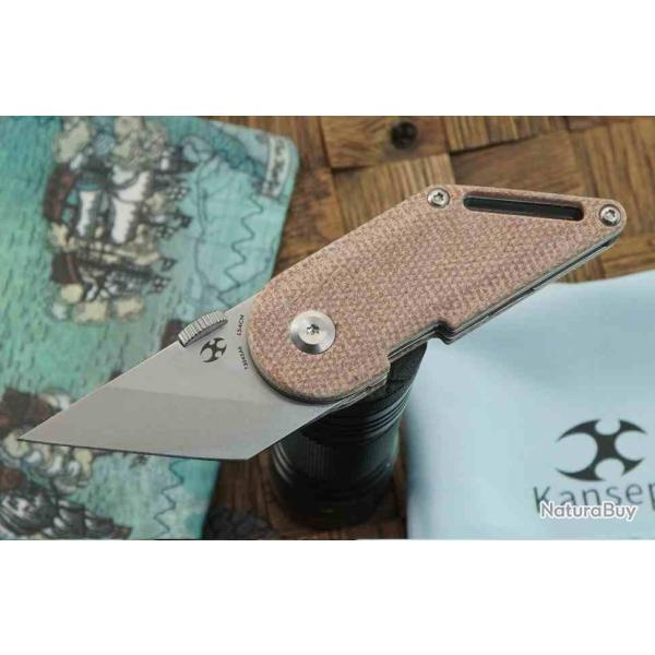 Couteau Pliant Kansept Dash Lame Acier 154CM Manche Micarta Marron Liner Lock KT3045A6