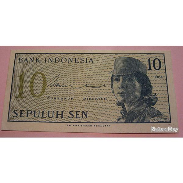 indonesie, billetb de 10 sepuluh sup 1964 (femme soldat)